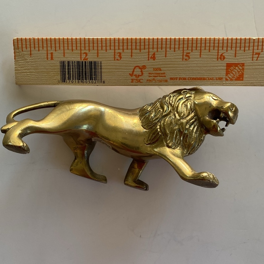Solid Brass Lion Figurine 6.5” Long - Picture 7 of 7